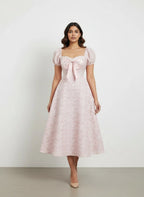 Blush Bloom Bow Midi Dress