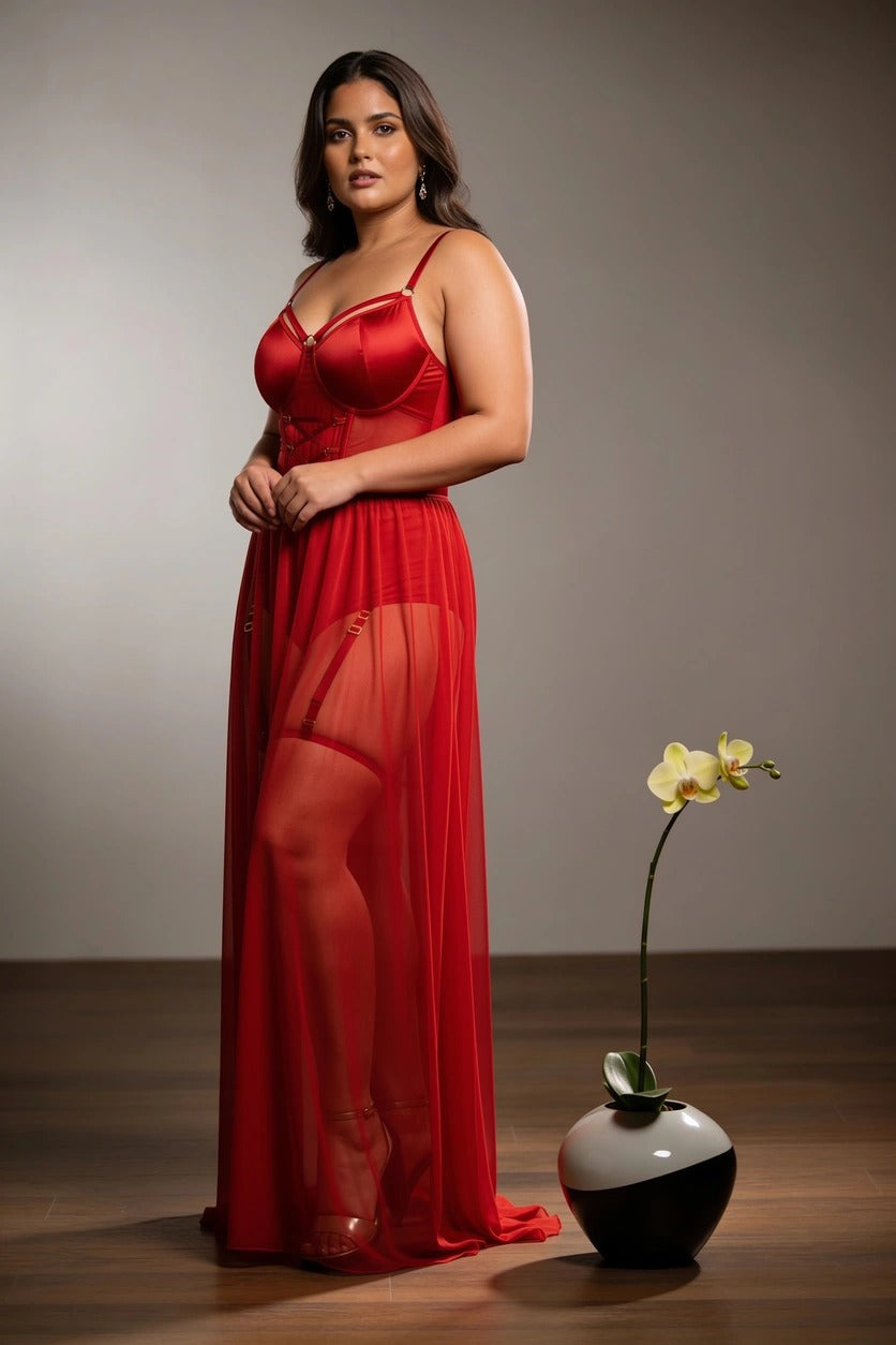 Red Seduction Long Night Dress