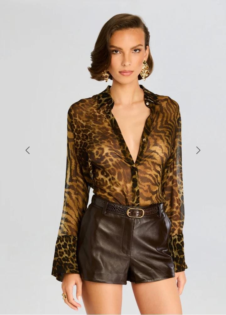 Wild Luxe Animal Print Satin Shirt
