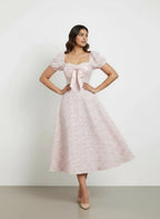 Blush Bloom Bow Midi Dress